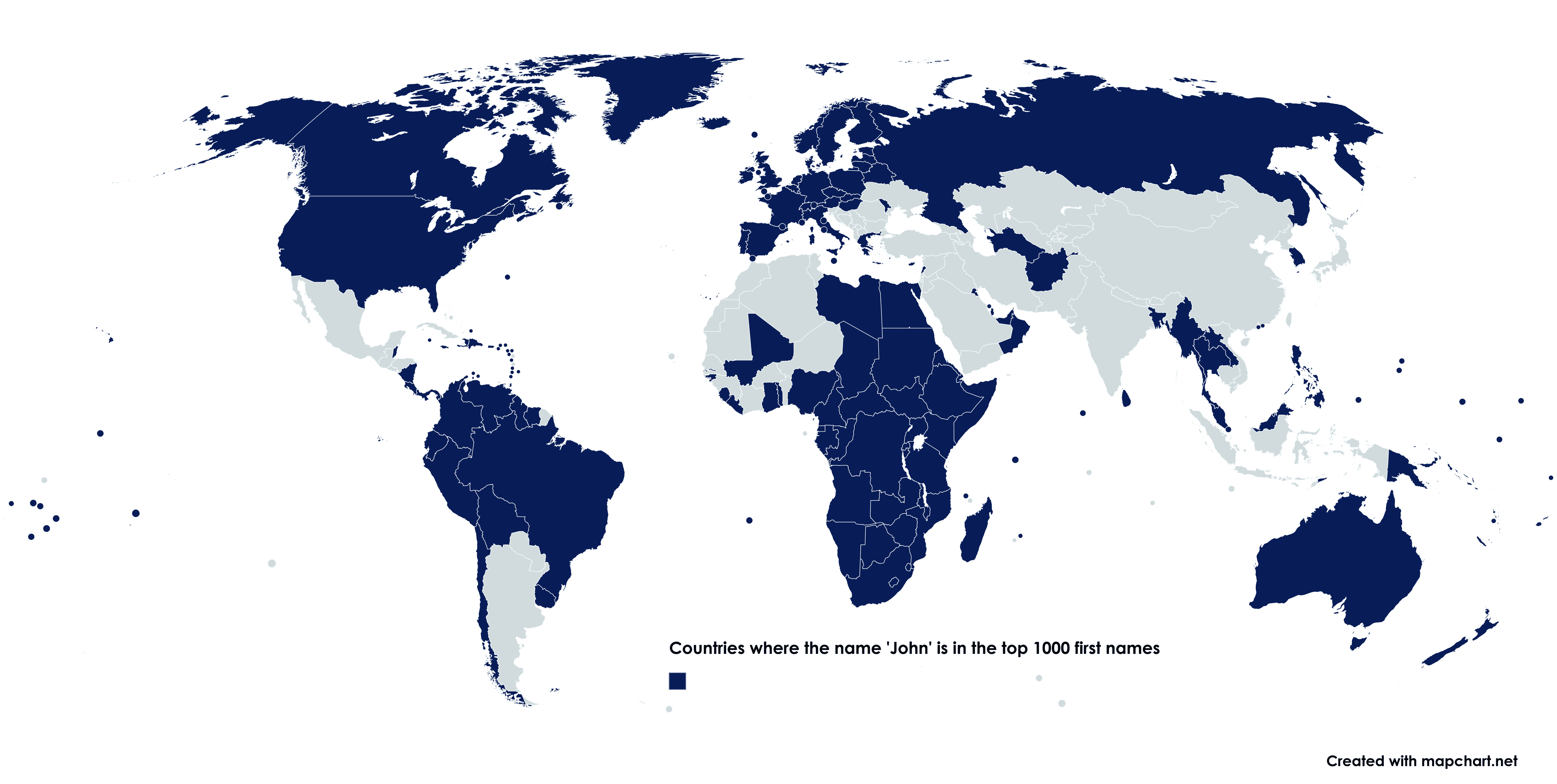 Map of Countries Where 'John' is a Top Name