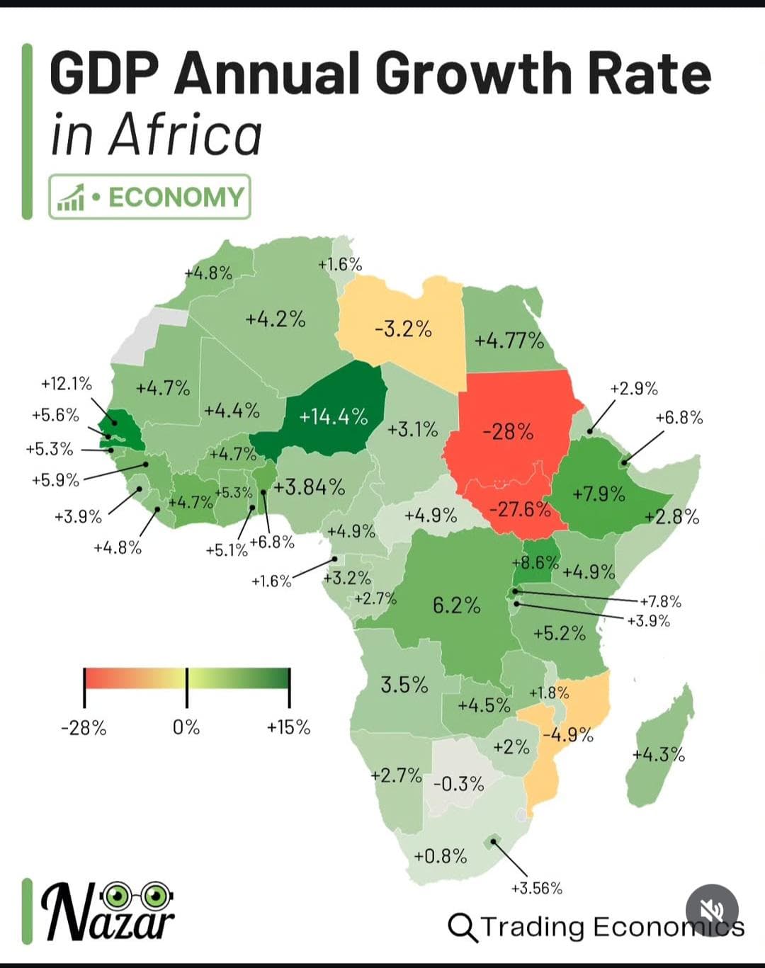 GDP Annual Growth Rate Map for 2024