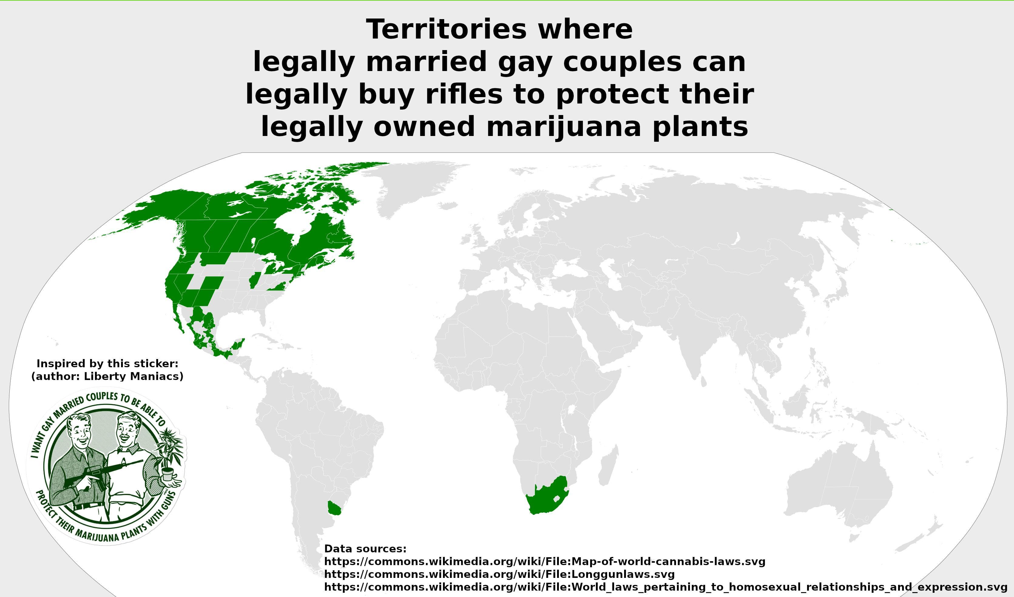 Map of States Allowing Gay Couples to Buy Rifles for Marijuana Protection