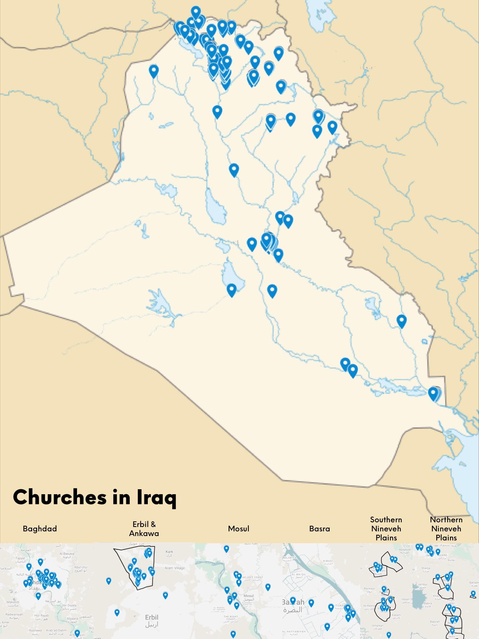 Map of Churches in Iraq
