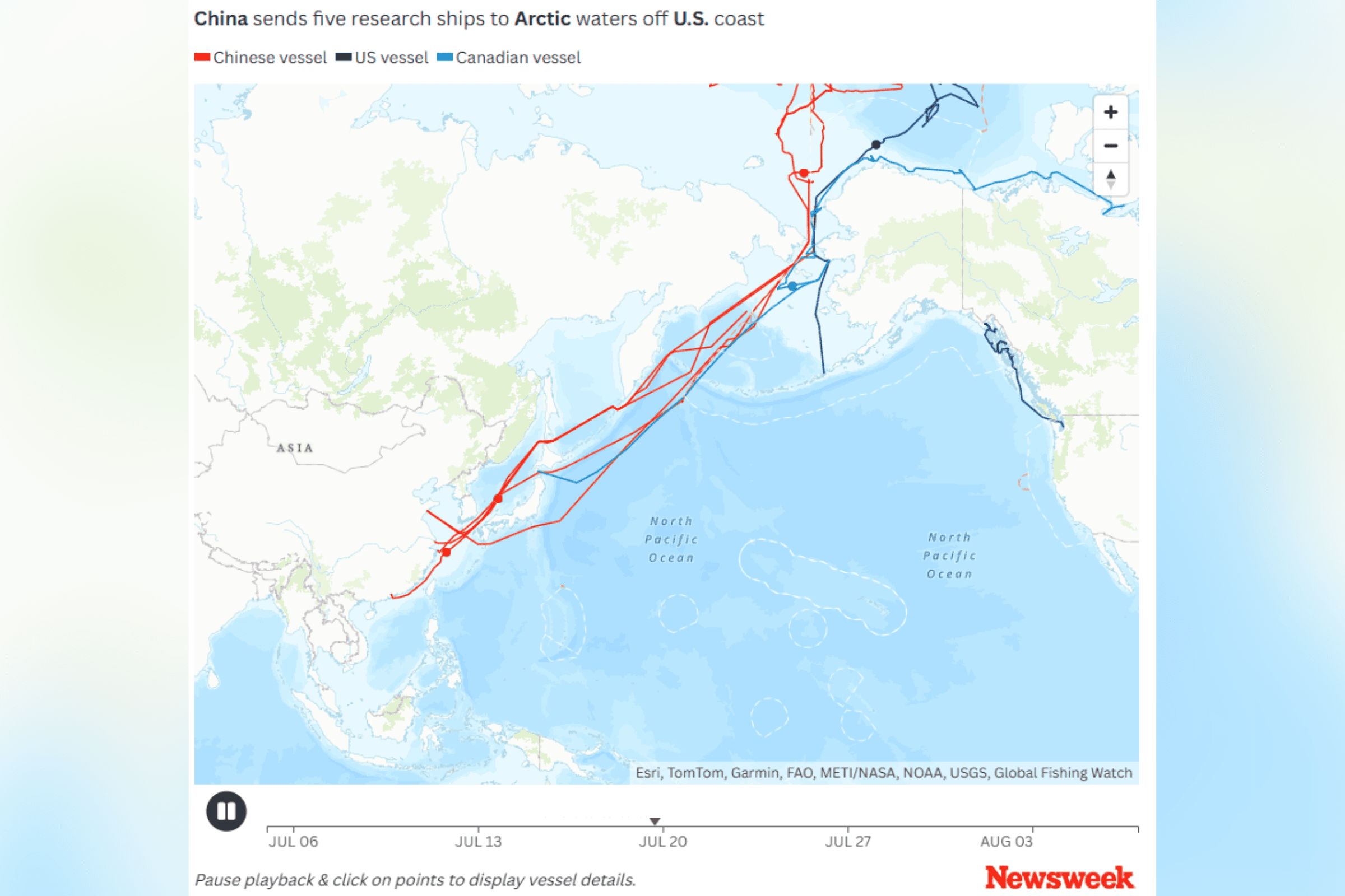 Map of Chinese Ships Detected off Alaska