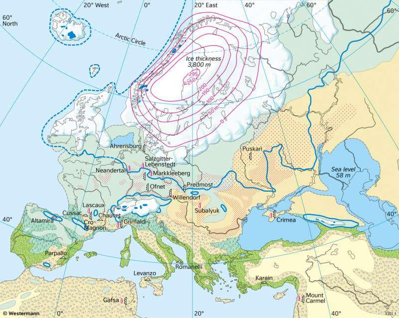 Map of Europe 20000 BC