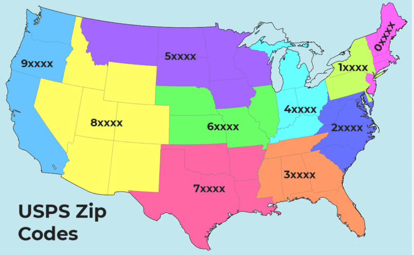 First Digit of ZIP Code Map