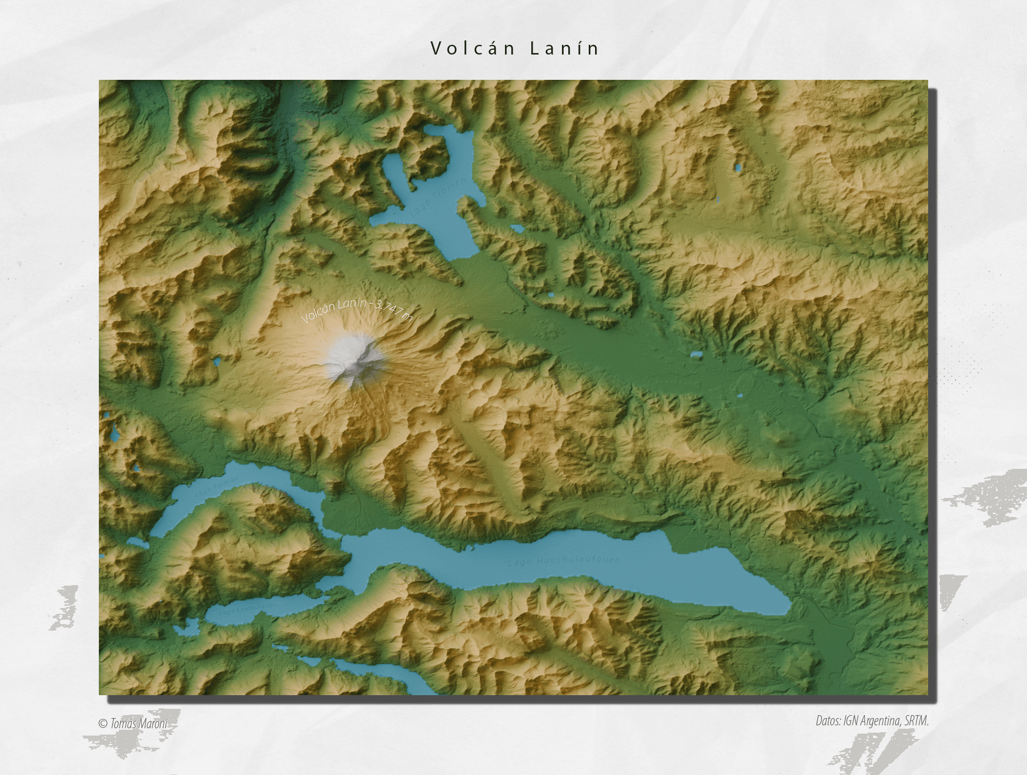 Volcán Lanín Map of Neuquén, Argentina