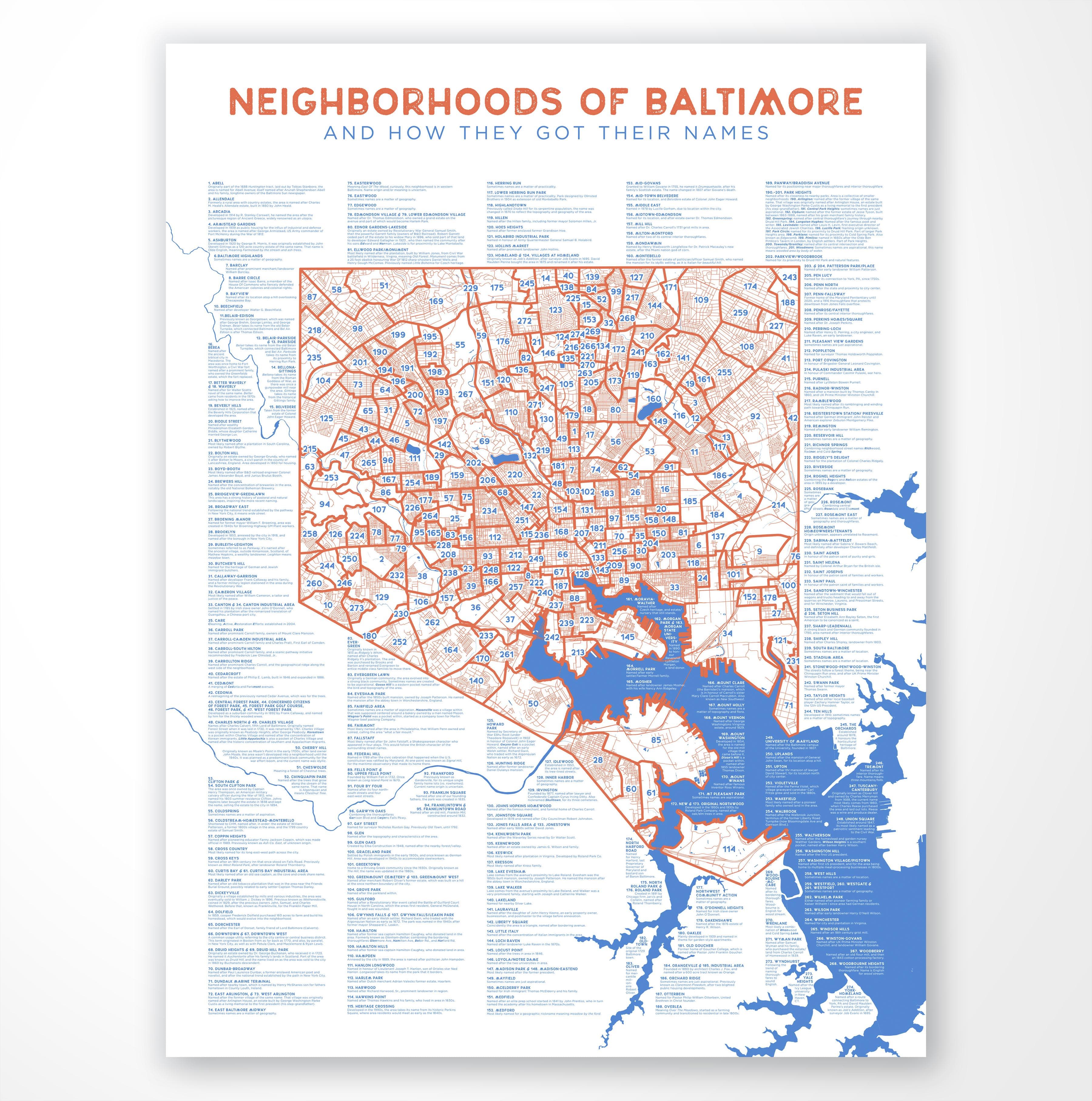 Neighborhoods of Baltimore Map and Their Names