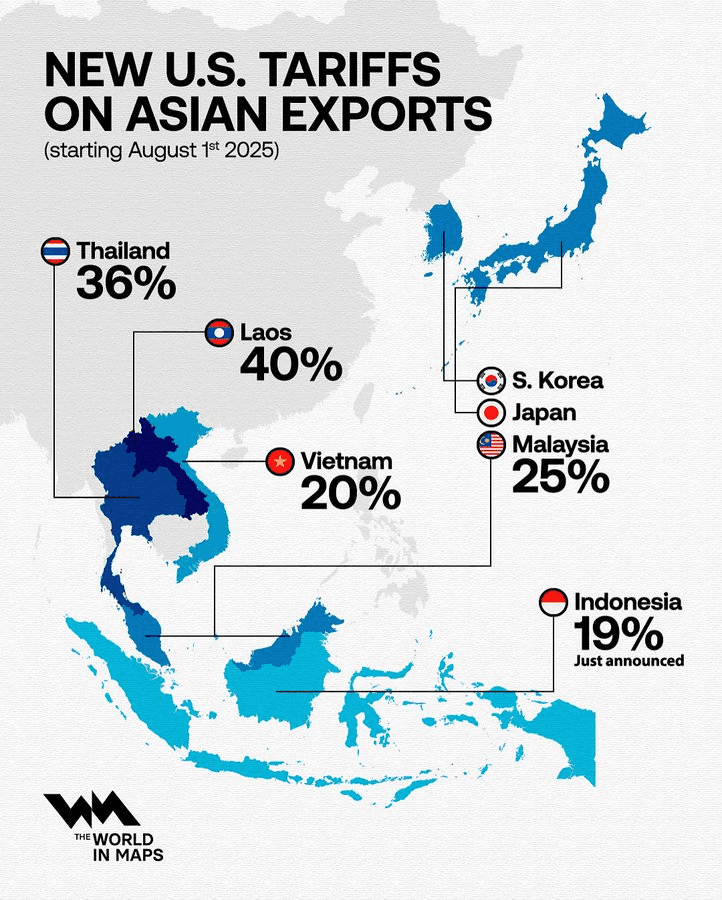 Tariffs on Asian Exports Map