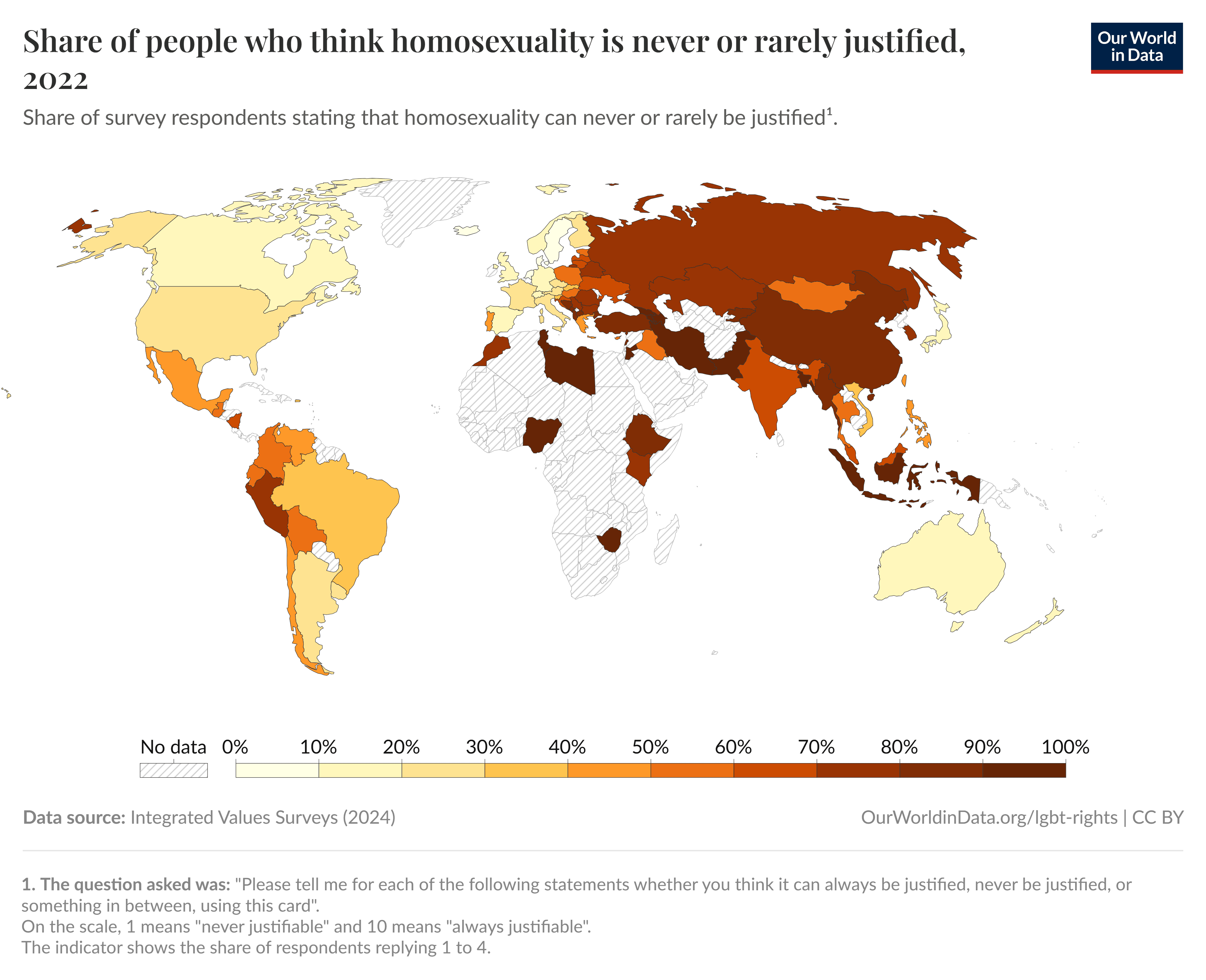 Map of Attitudes Toward Homosexuality, 2022