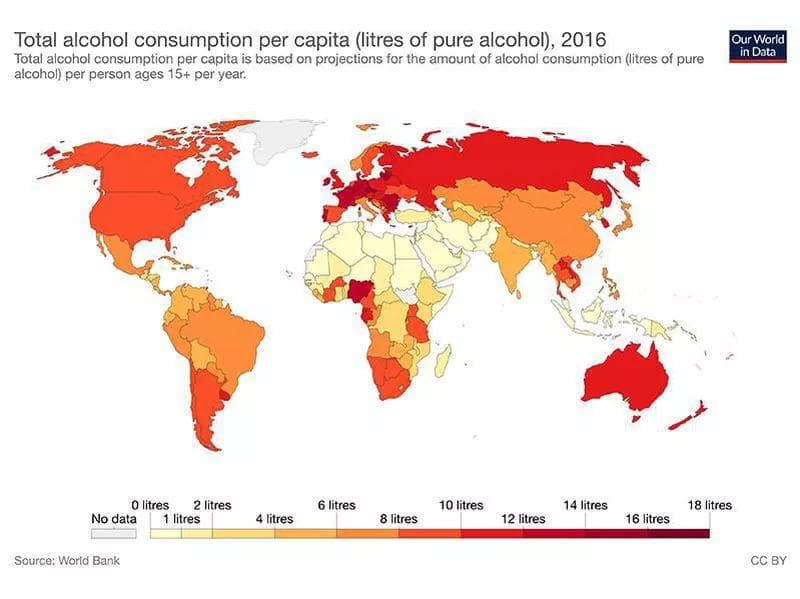 Total Alcohol Consumption Per Capita Map