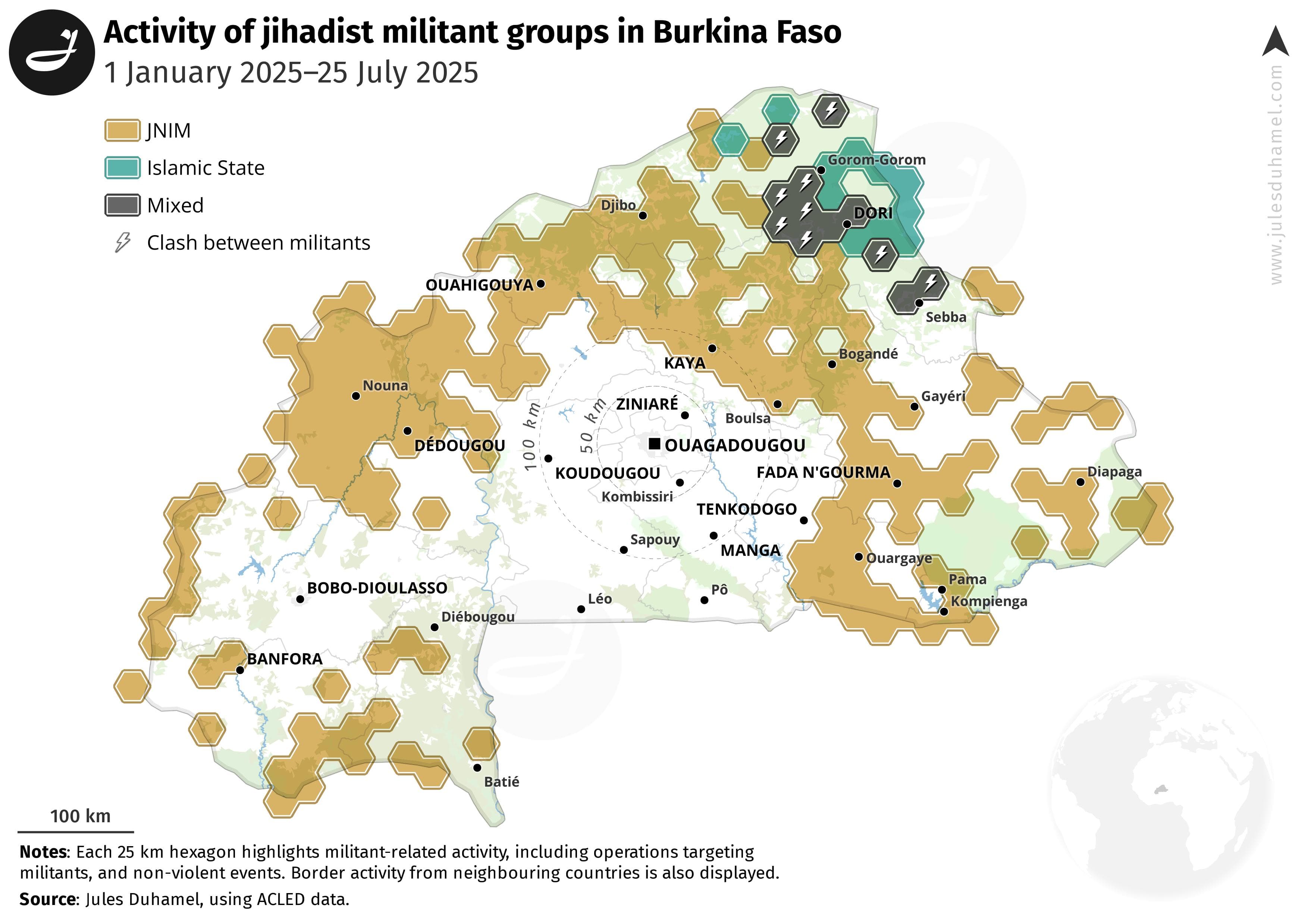Conflict Map of Burkina Faso 2025