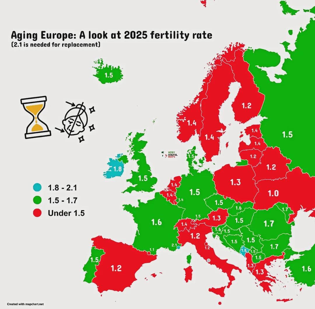 Ageing Population Map of Europe