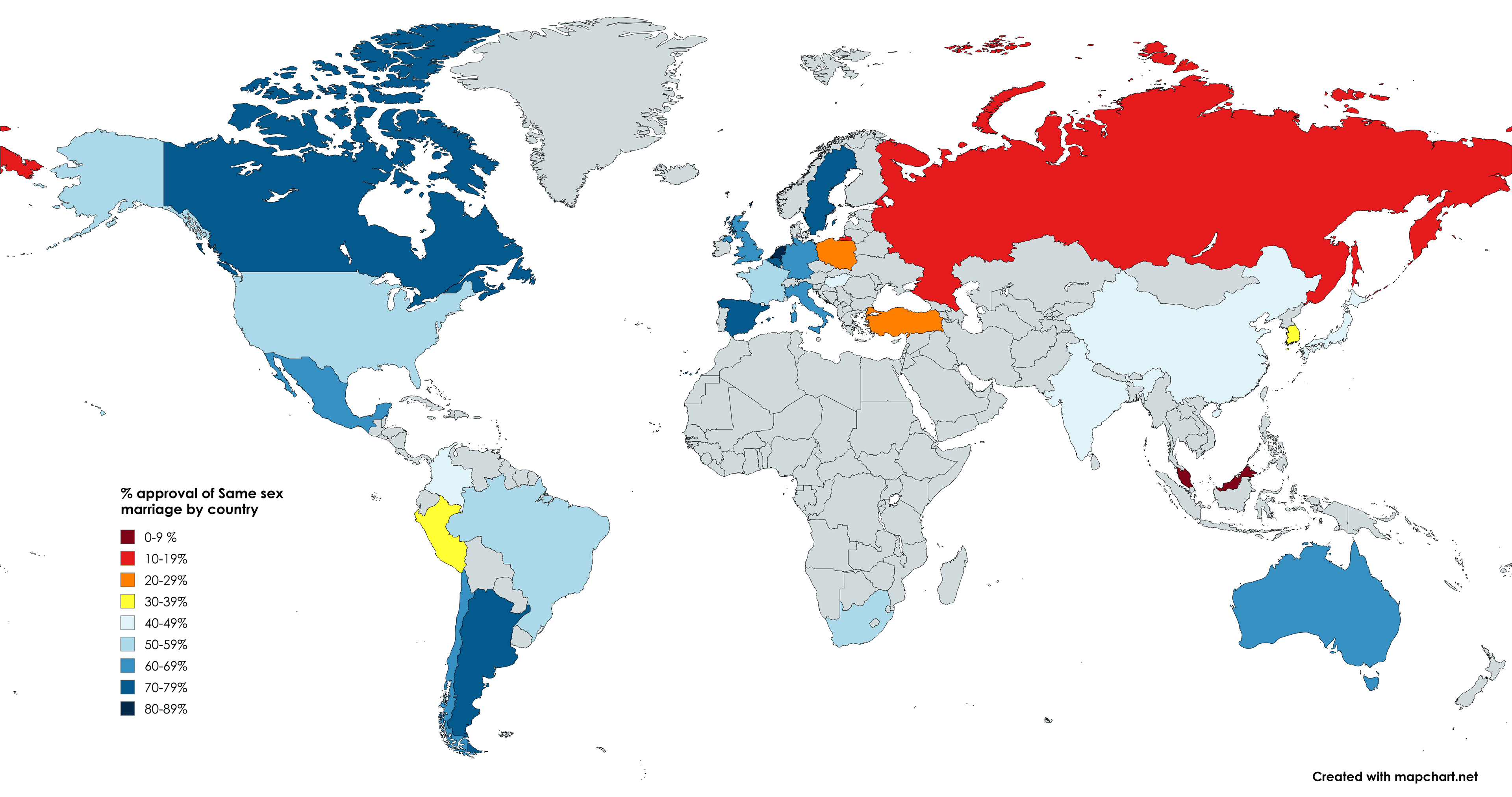 Same Sex Marriage Approval Map by Country