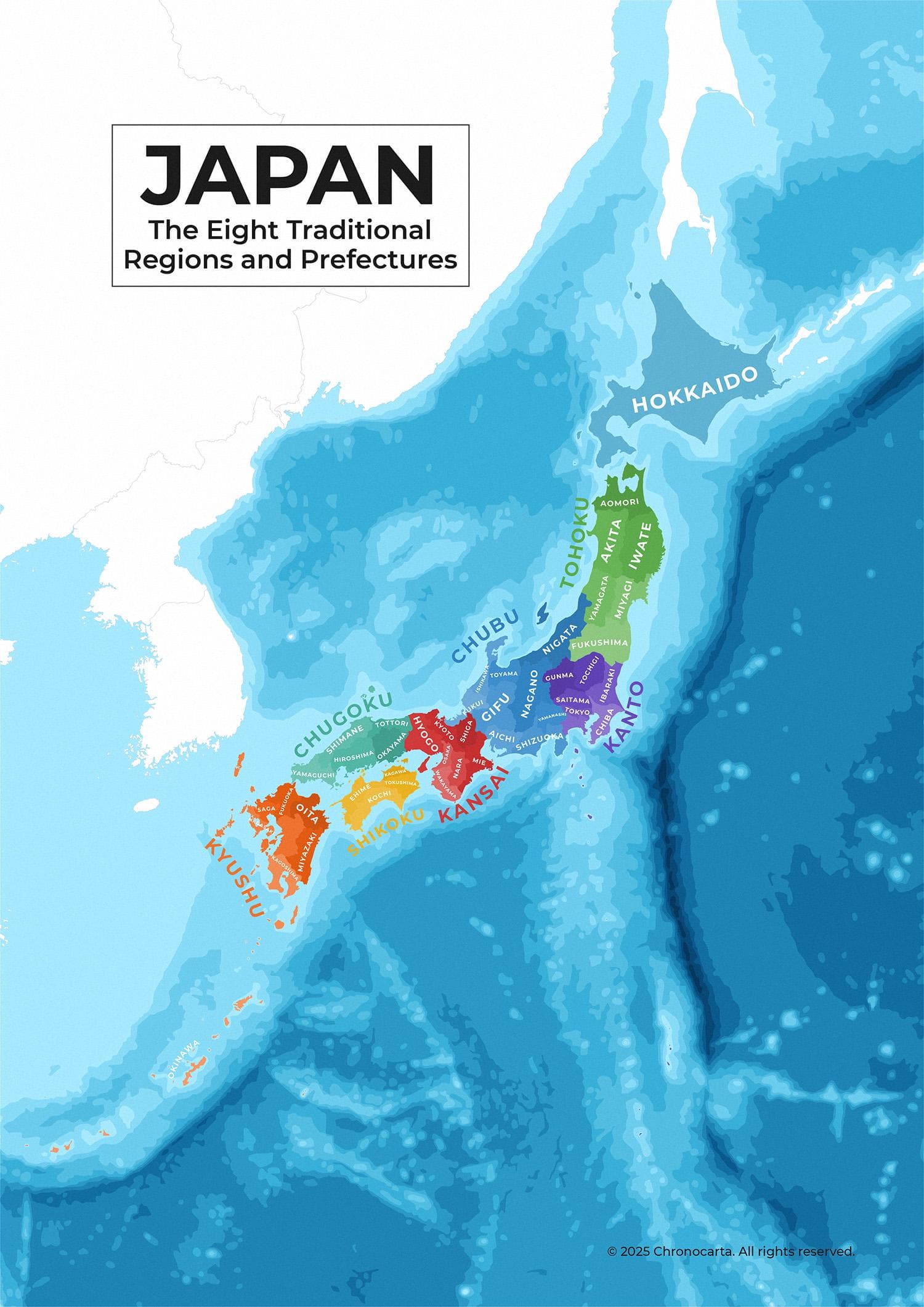Japan’s Traditional Regions and Prefectures Map