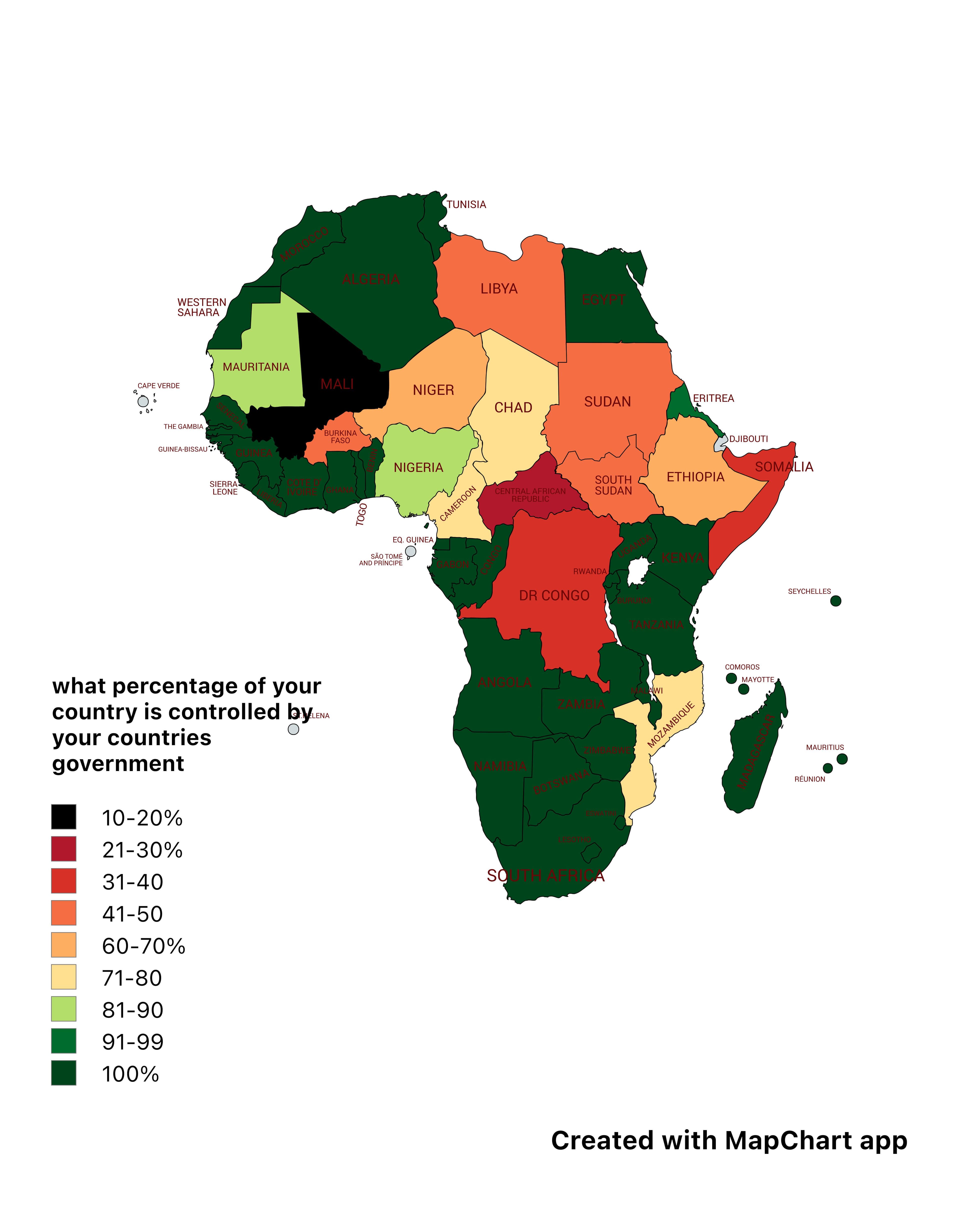Government Control Percentage Map by Country
