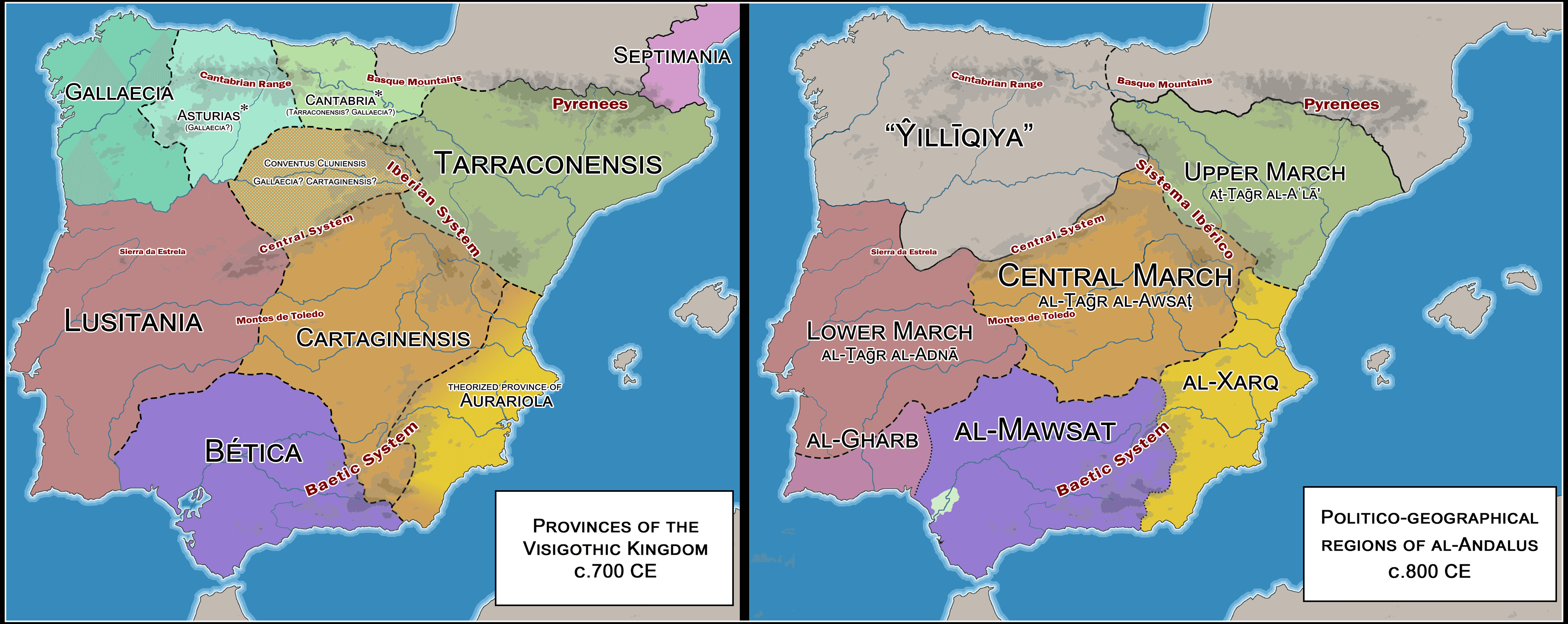 Map of Visigothic Kingdom and Early al-Andalus