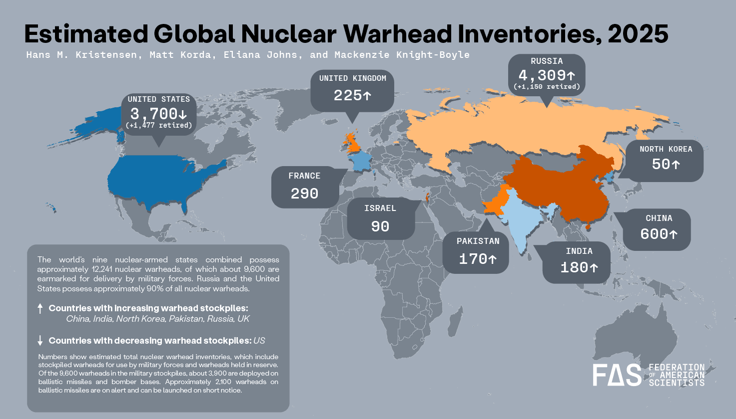 Estimated Countries with Nukes Map