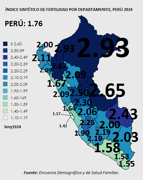 Total Fertility Rate Map of Peru 2024