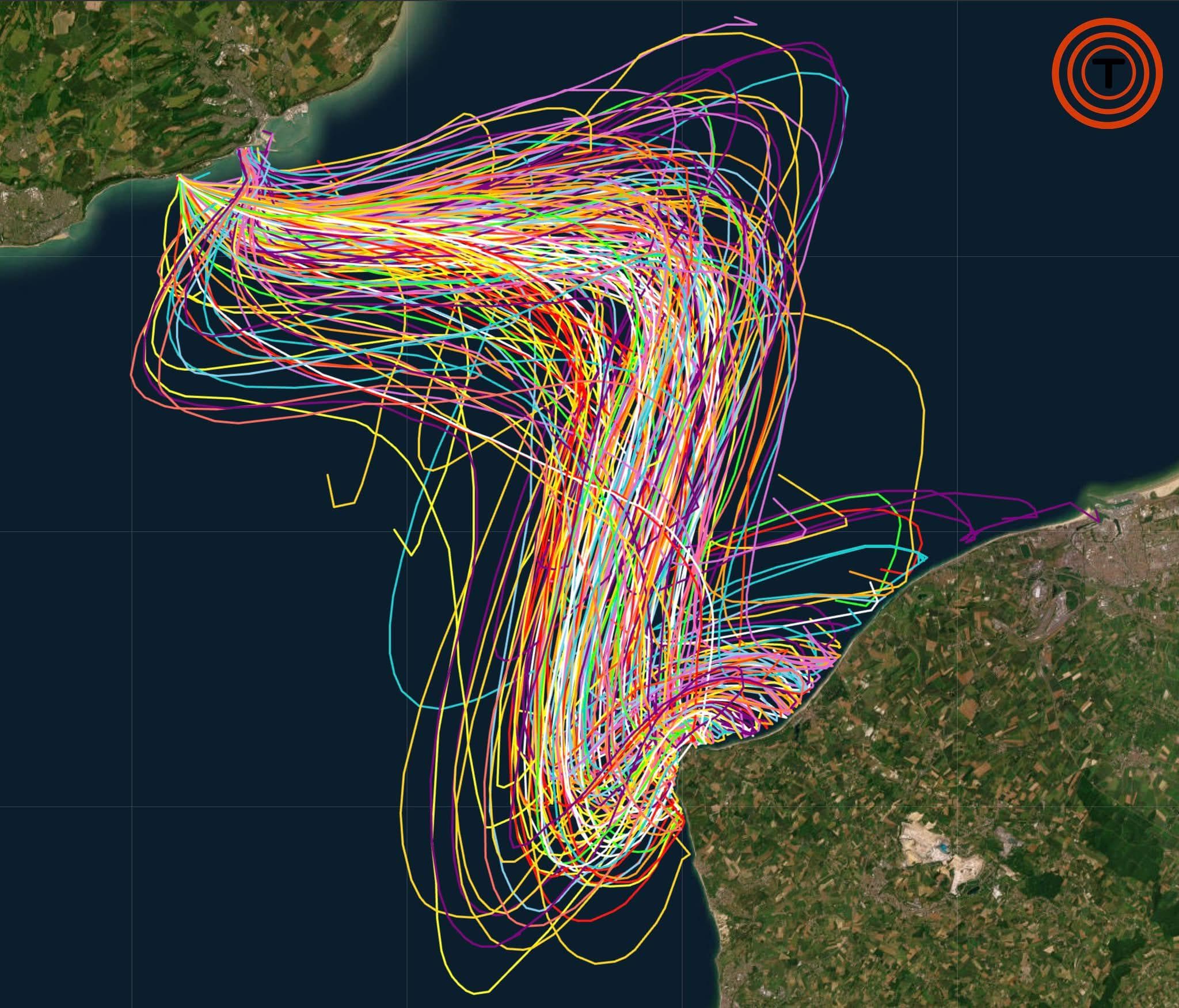 English Channel Swim Tracks Map