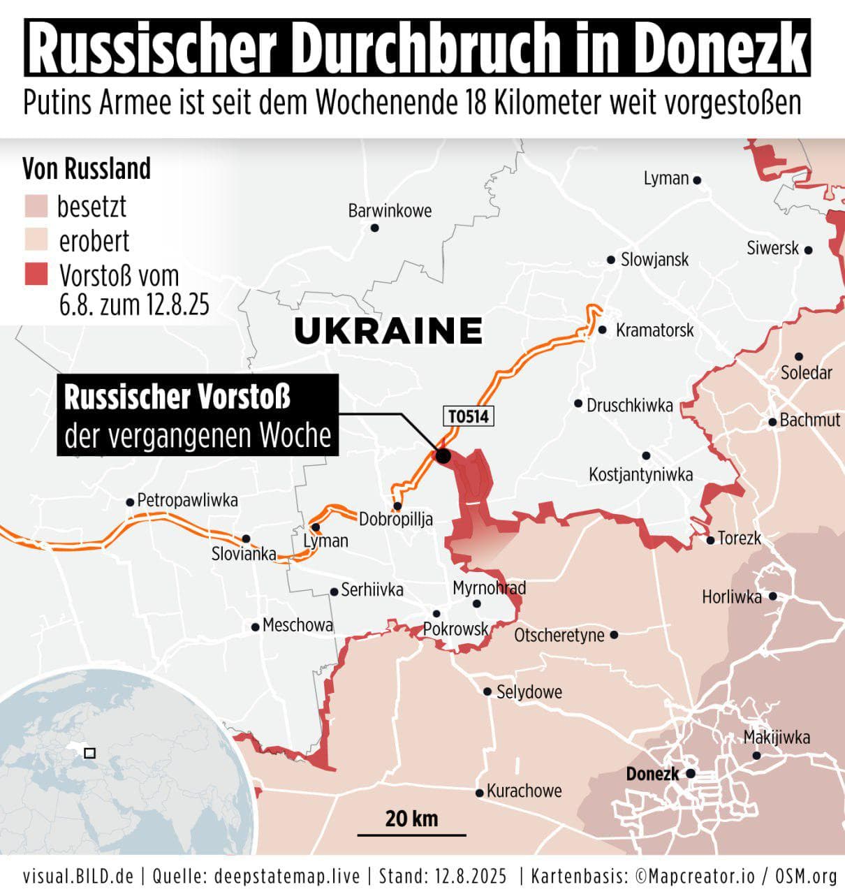 Russian Army Progress Map Over Past Week