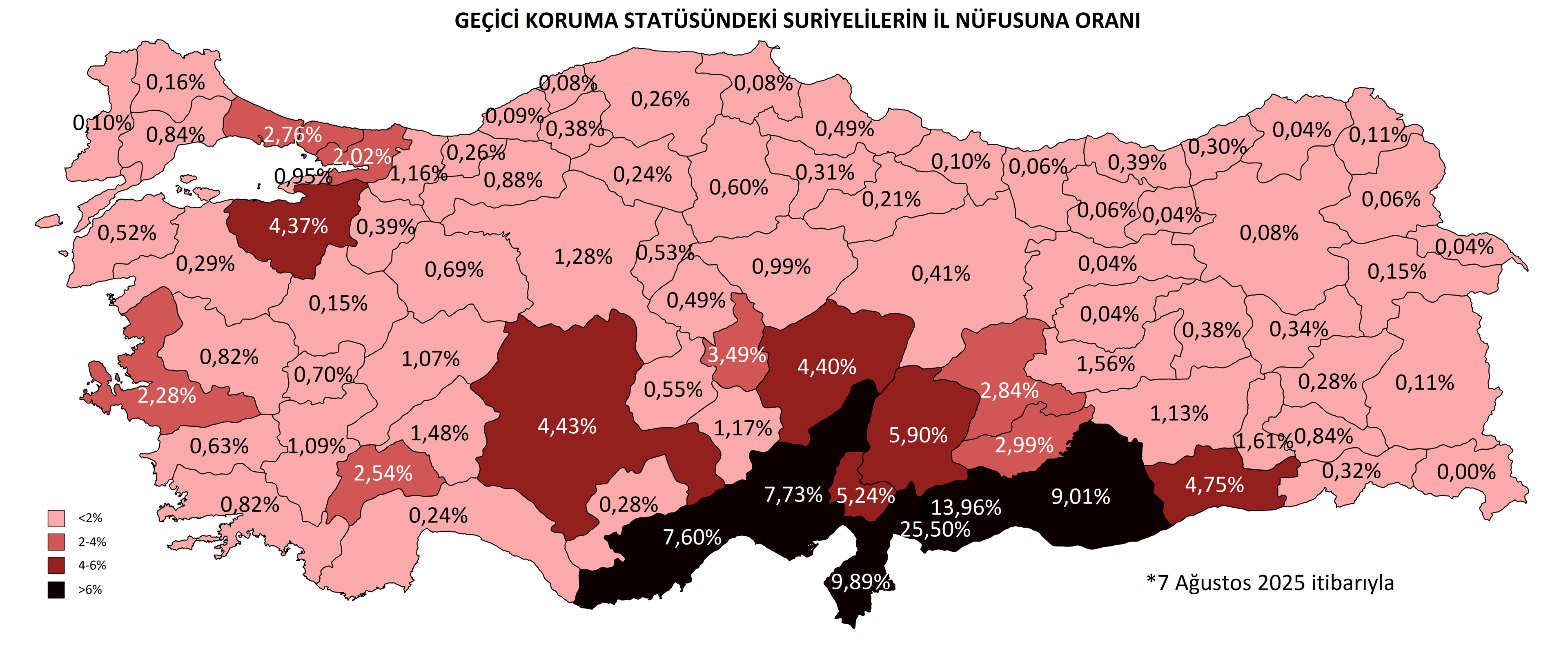 Syrian Refugee Population Share in Turkey Map