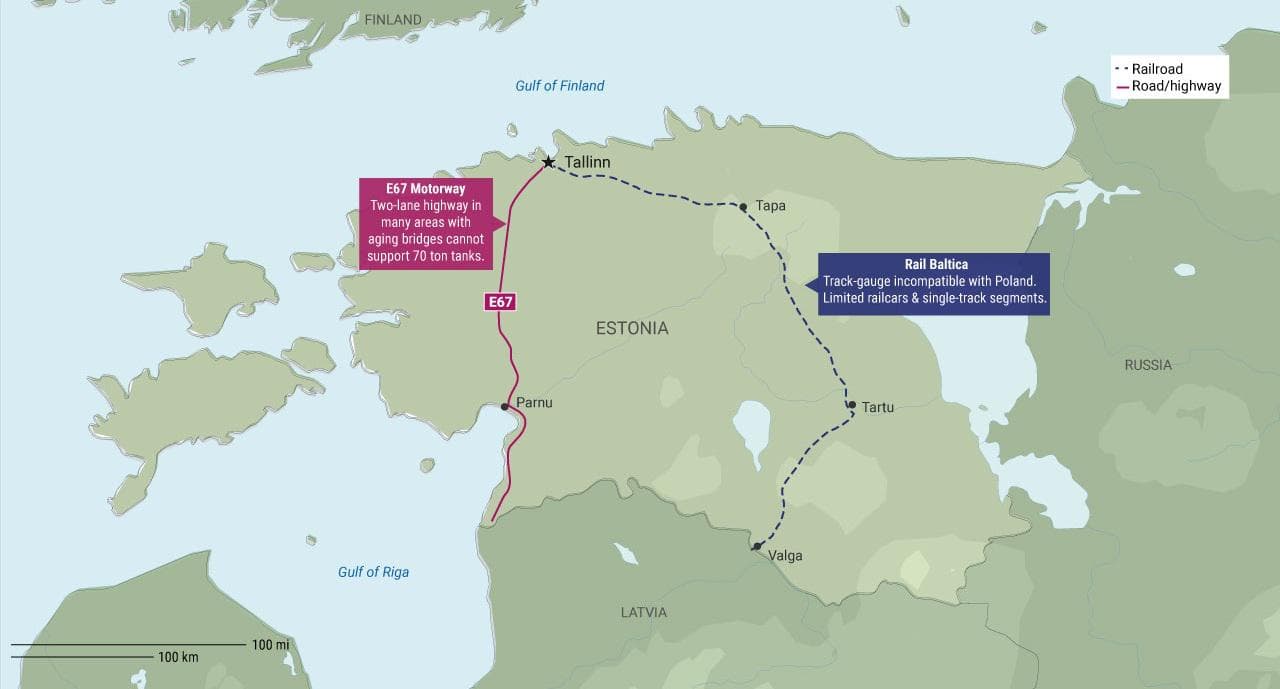 Estonia Infrastructure Challenges for NATO Map