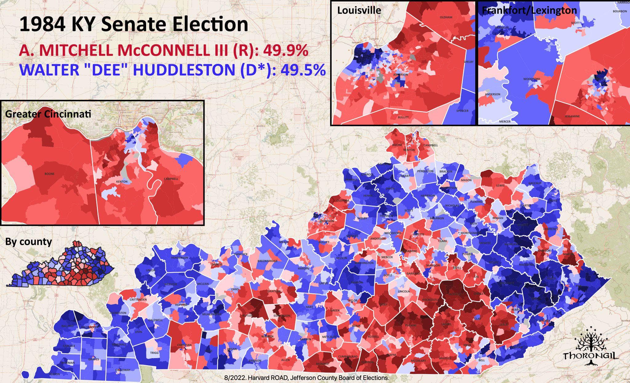 Map of Mitch McConnell's Senate Election