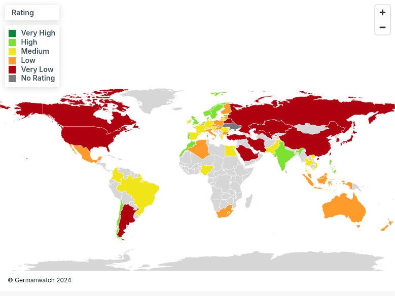 Climate Change Performance Index 2025 Map