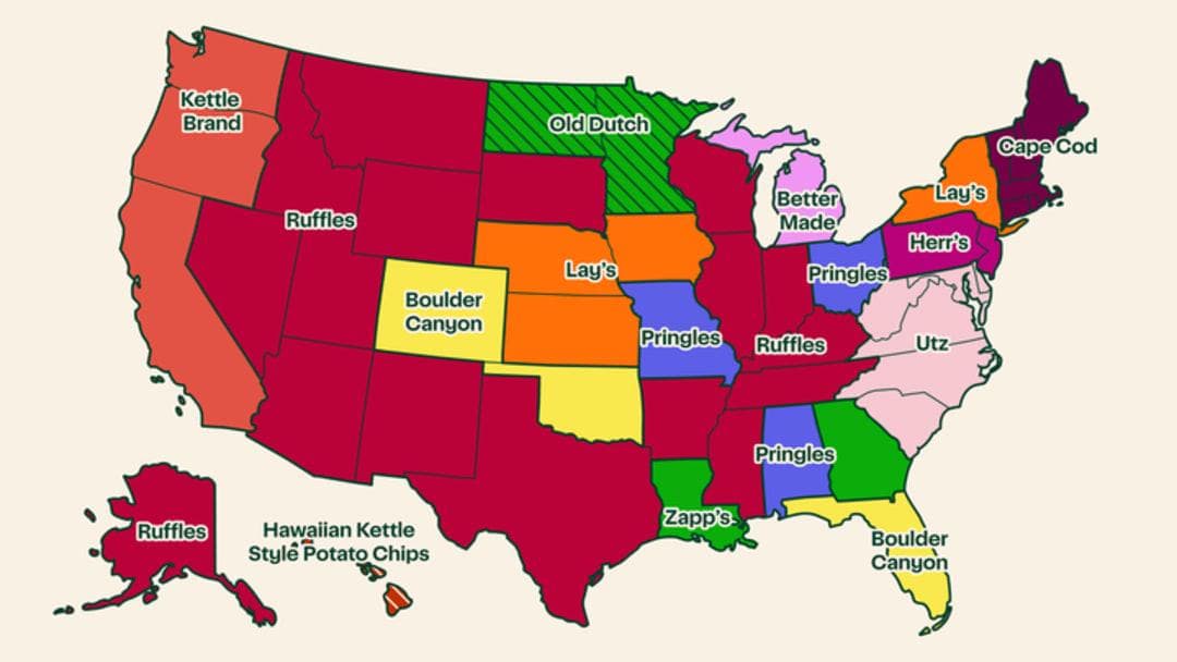 Most Popular Potato Chip Brand by State Map