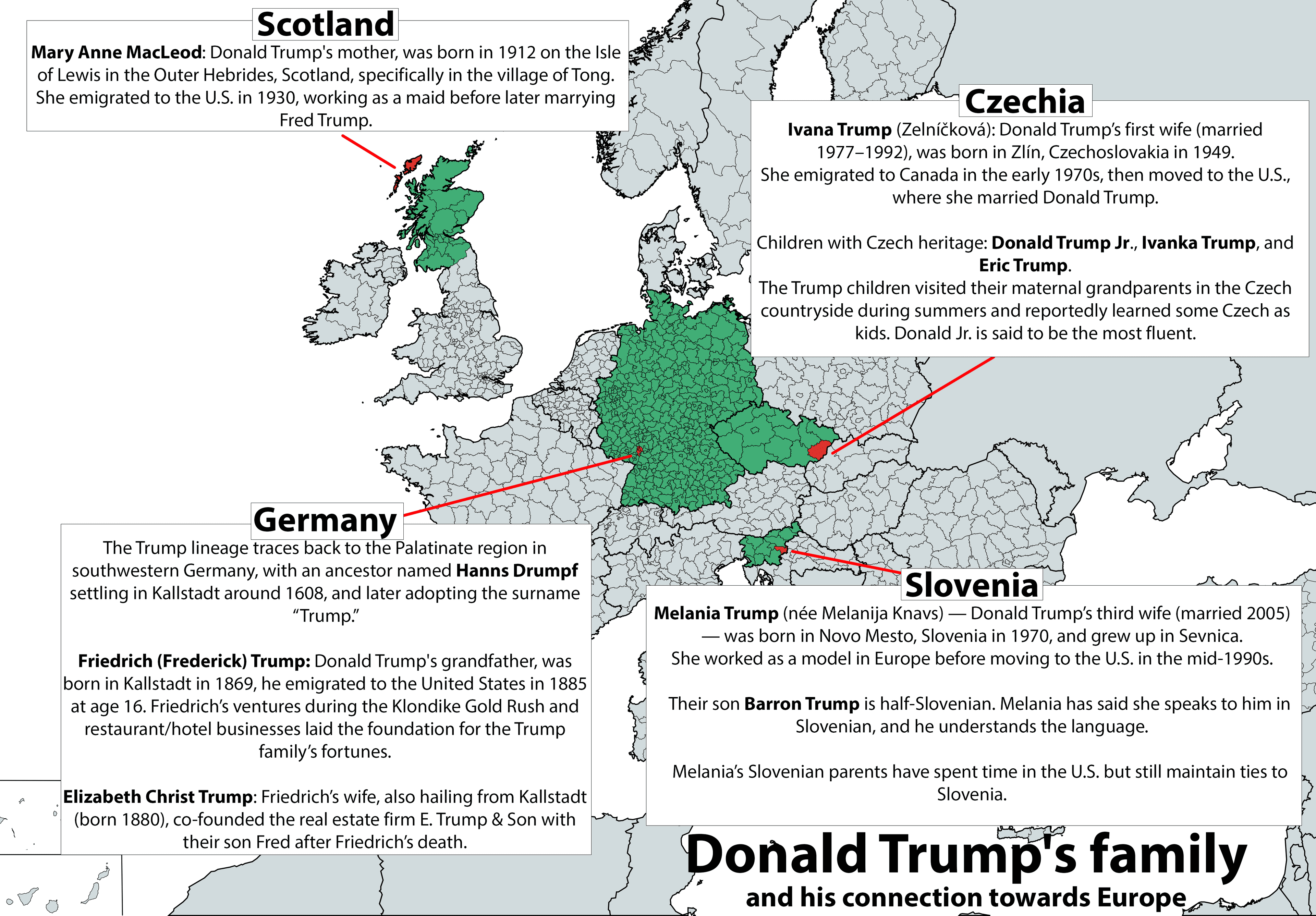 Donald Trump's Family Connections to Europe Map