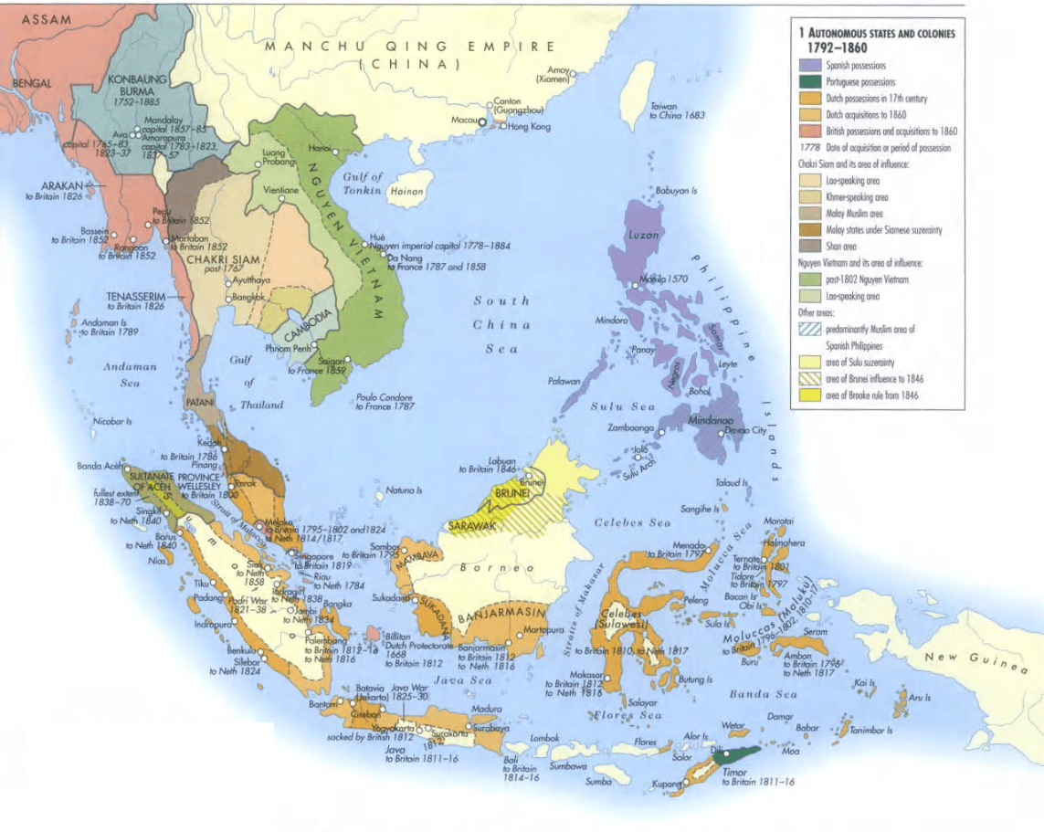 Southeast Asia Historical Map 1792-1860