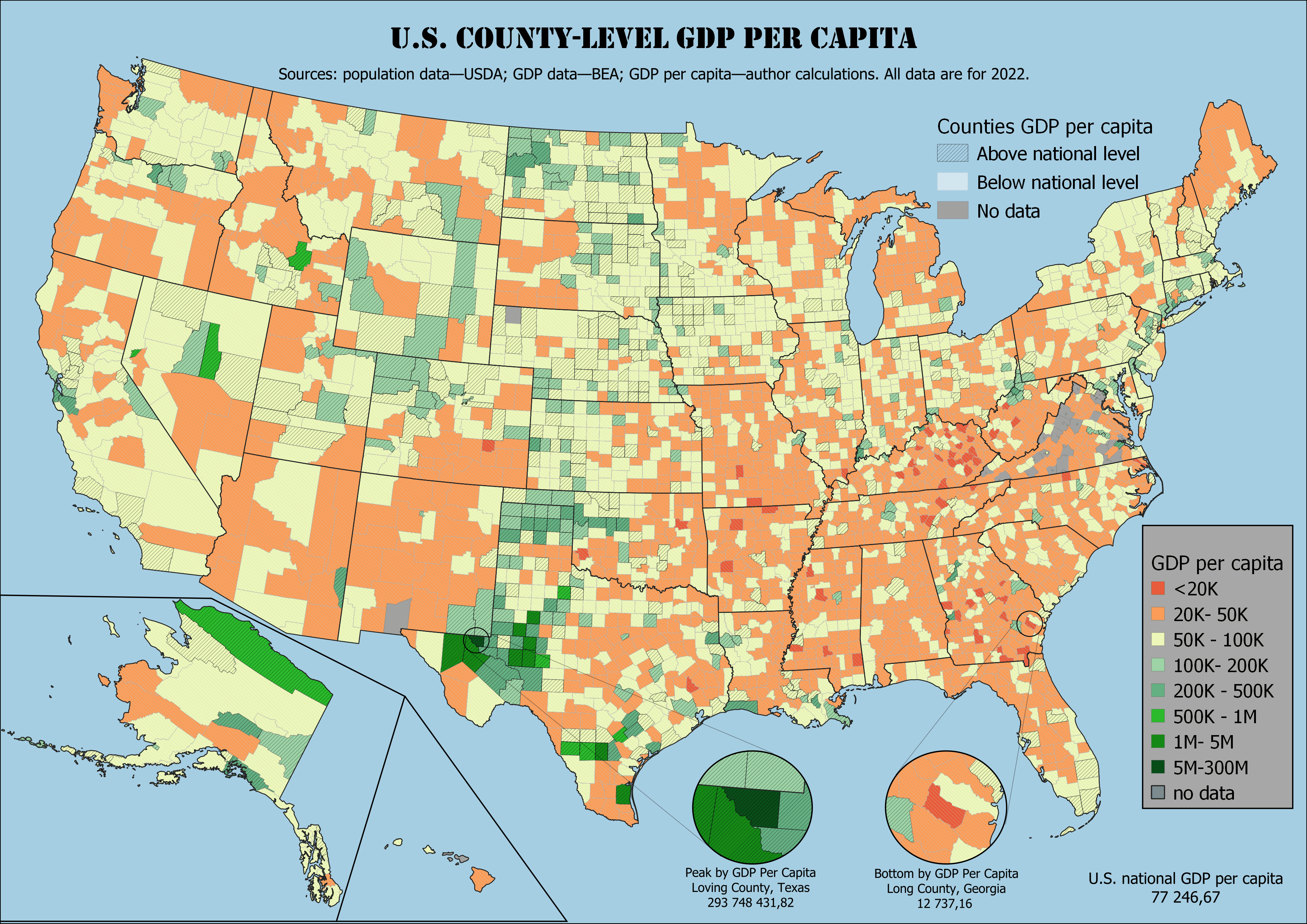 US County-Level GDP Per Capita Map 2022