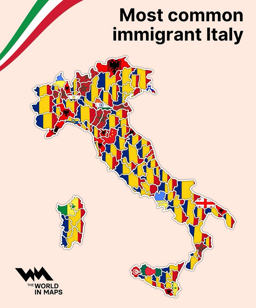 Most Common Immigrant Groups in Italy Map