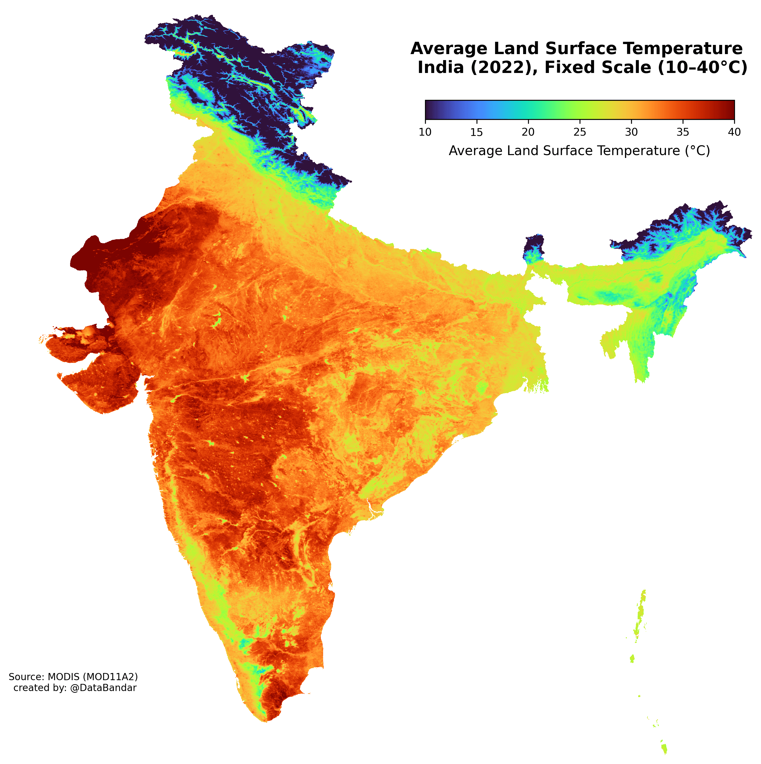 Average Land Surface Temperature Map India 2022
