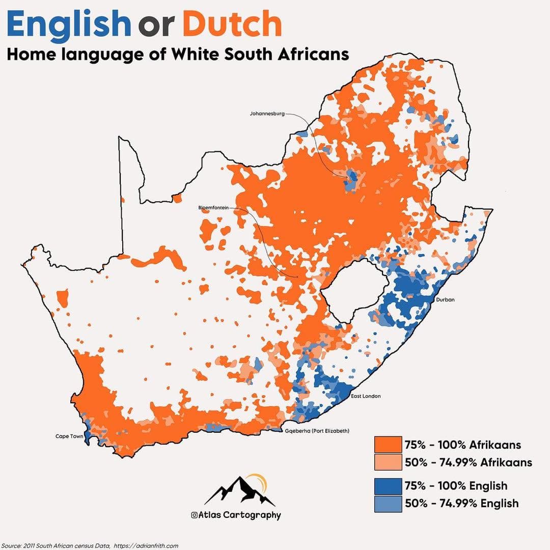 Home Language Map of White South Africans