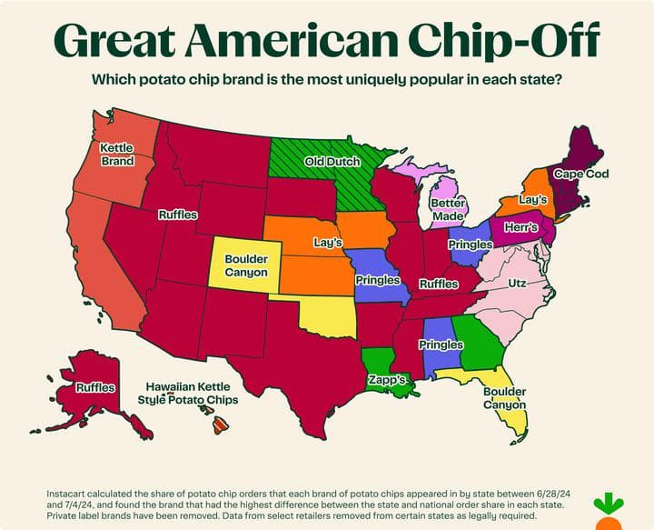 Most Popular Potato Chip Brands by State Map