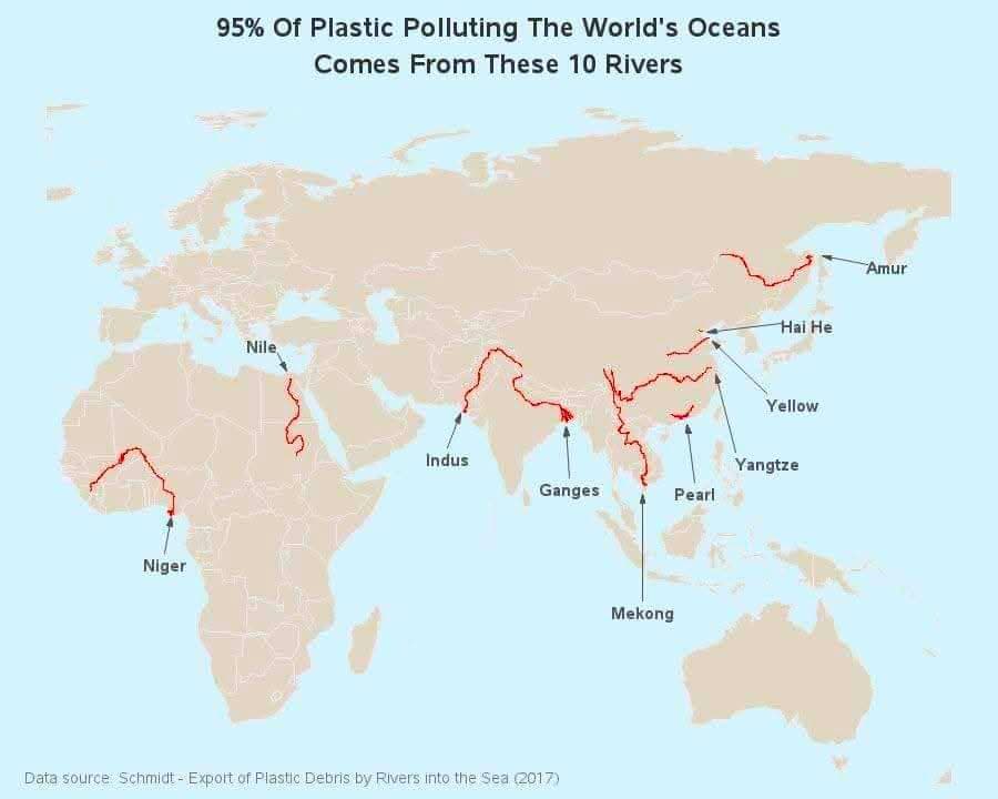 Map of Rivers Contributing to Ocean Plastic