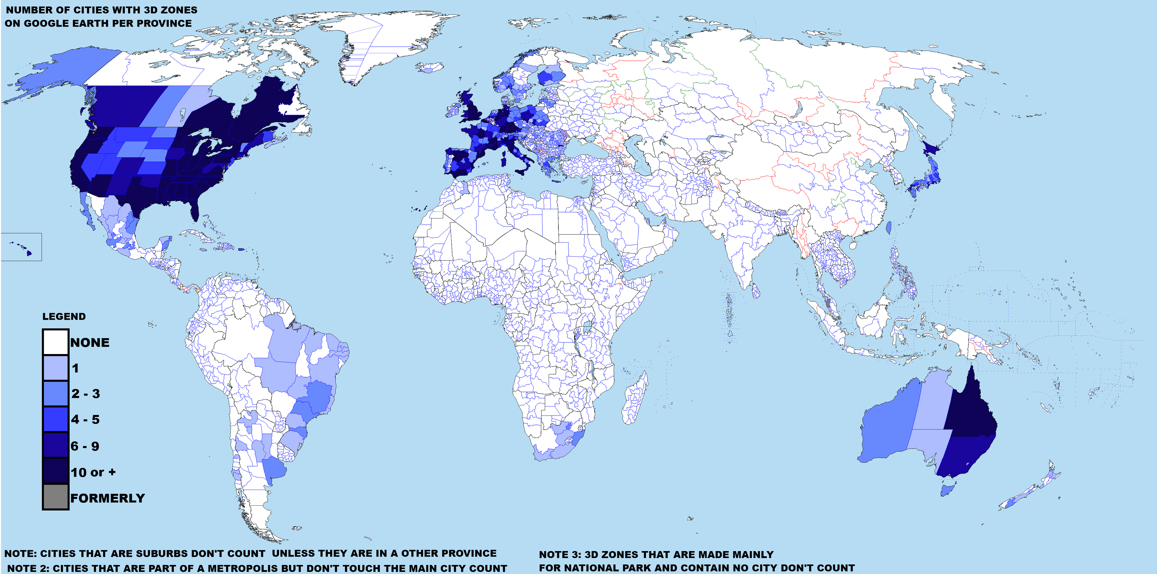 3D Zones on Google Earth Map by Province