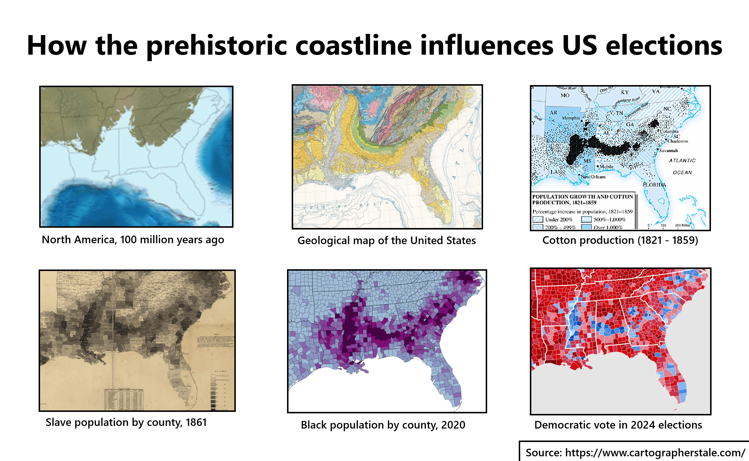 Prehistoric Coastline Influence on US Elections Map