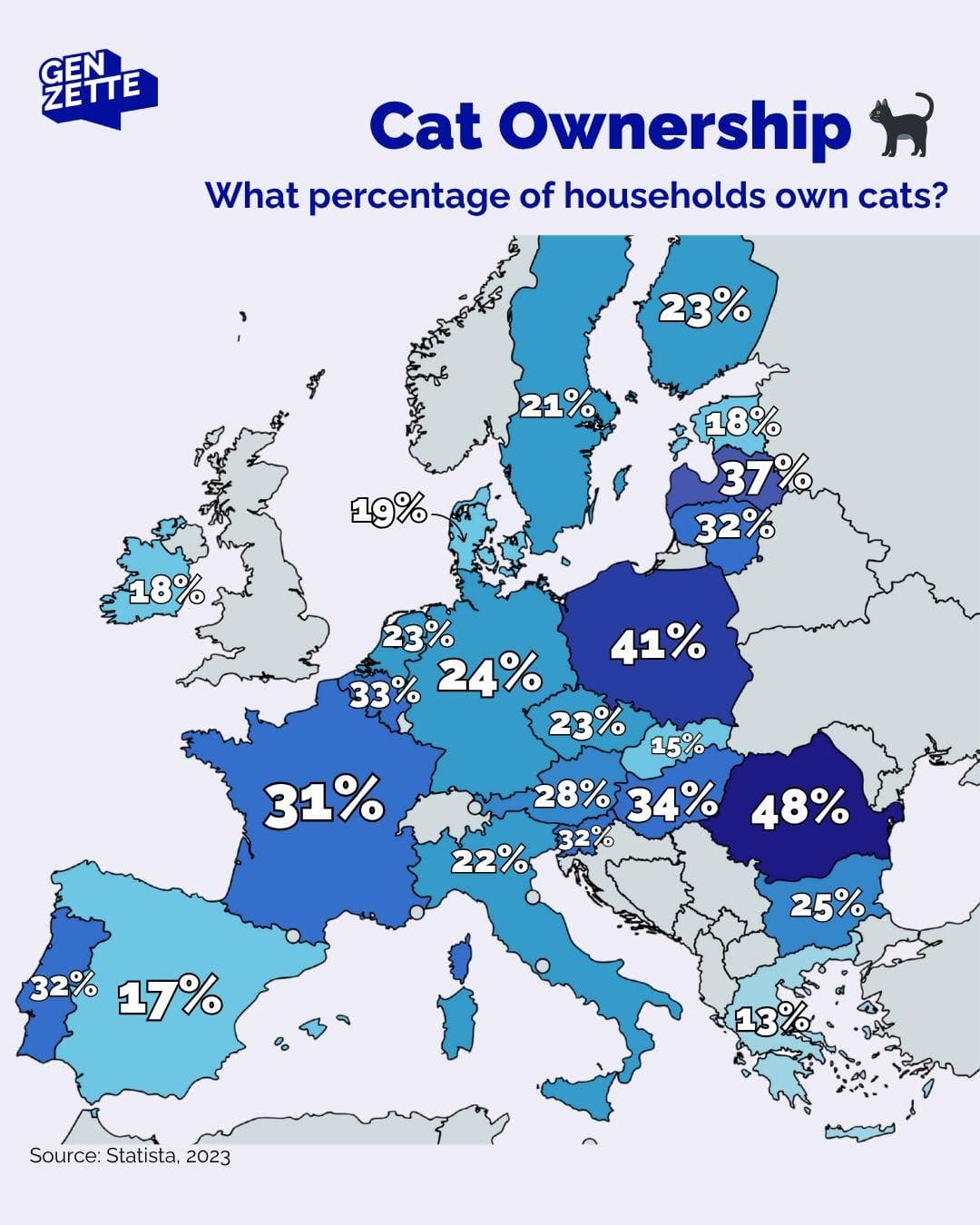 Cat Ownership in the EU by Member State Map