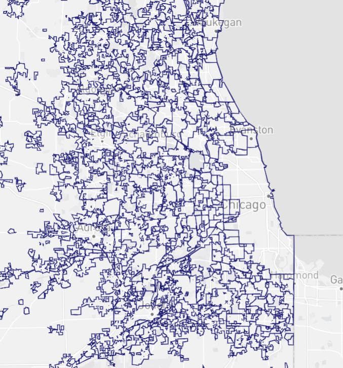 Chicago Metro City Boundaries Map