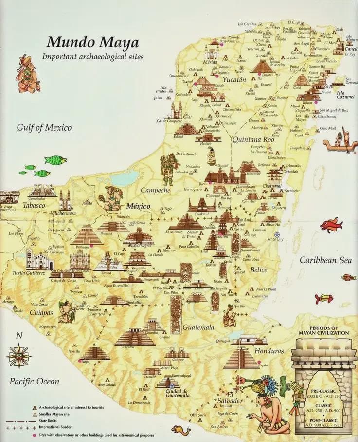 Mayan Archaeological Sites Map