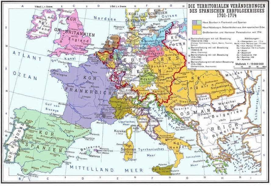Territorial Changes After the War of Spanish Succession Map