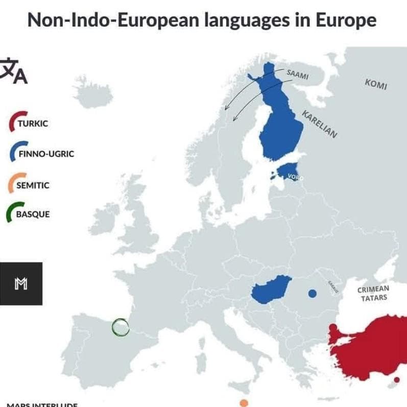 Non-Indo-European Languages in Europe Map