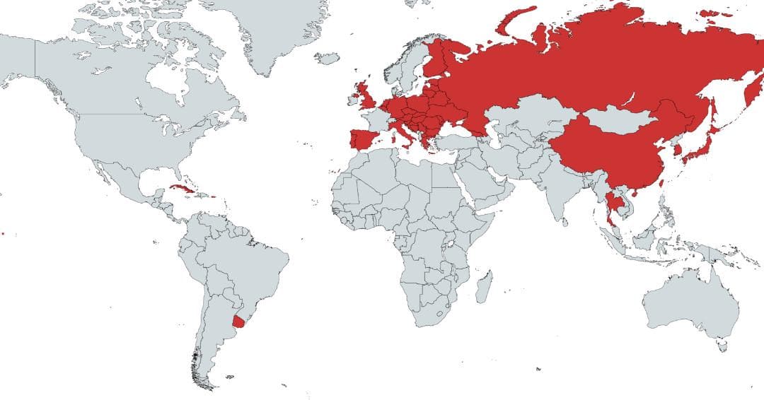 Map of Countries with More Deaths than Births 2024
