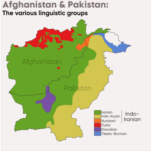 Linguistic Groups of Pakistan and Afghanistan Map