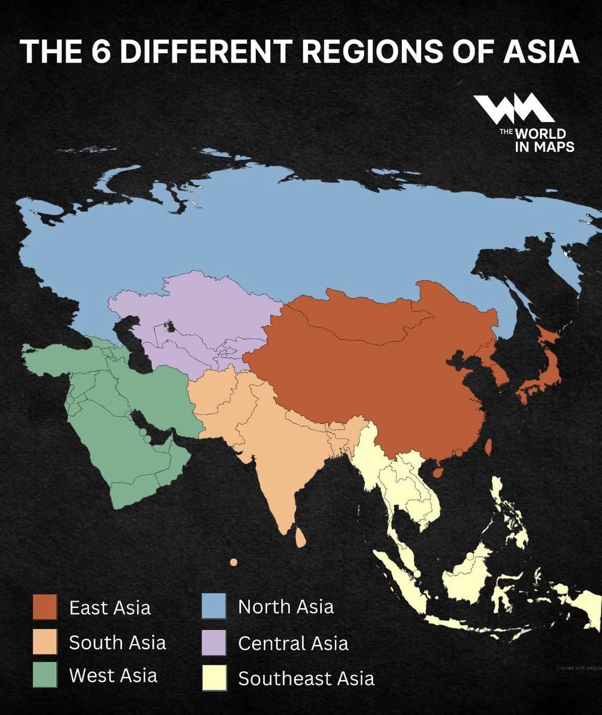 Regions of Asia Map