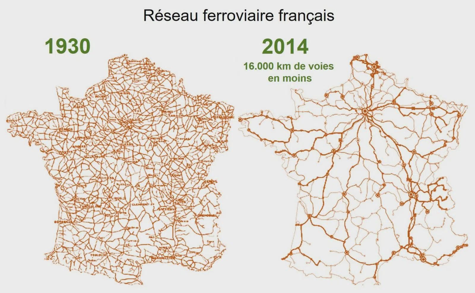 Map of the Declining French Railway Network