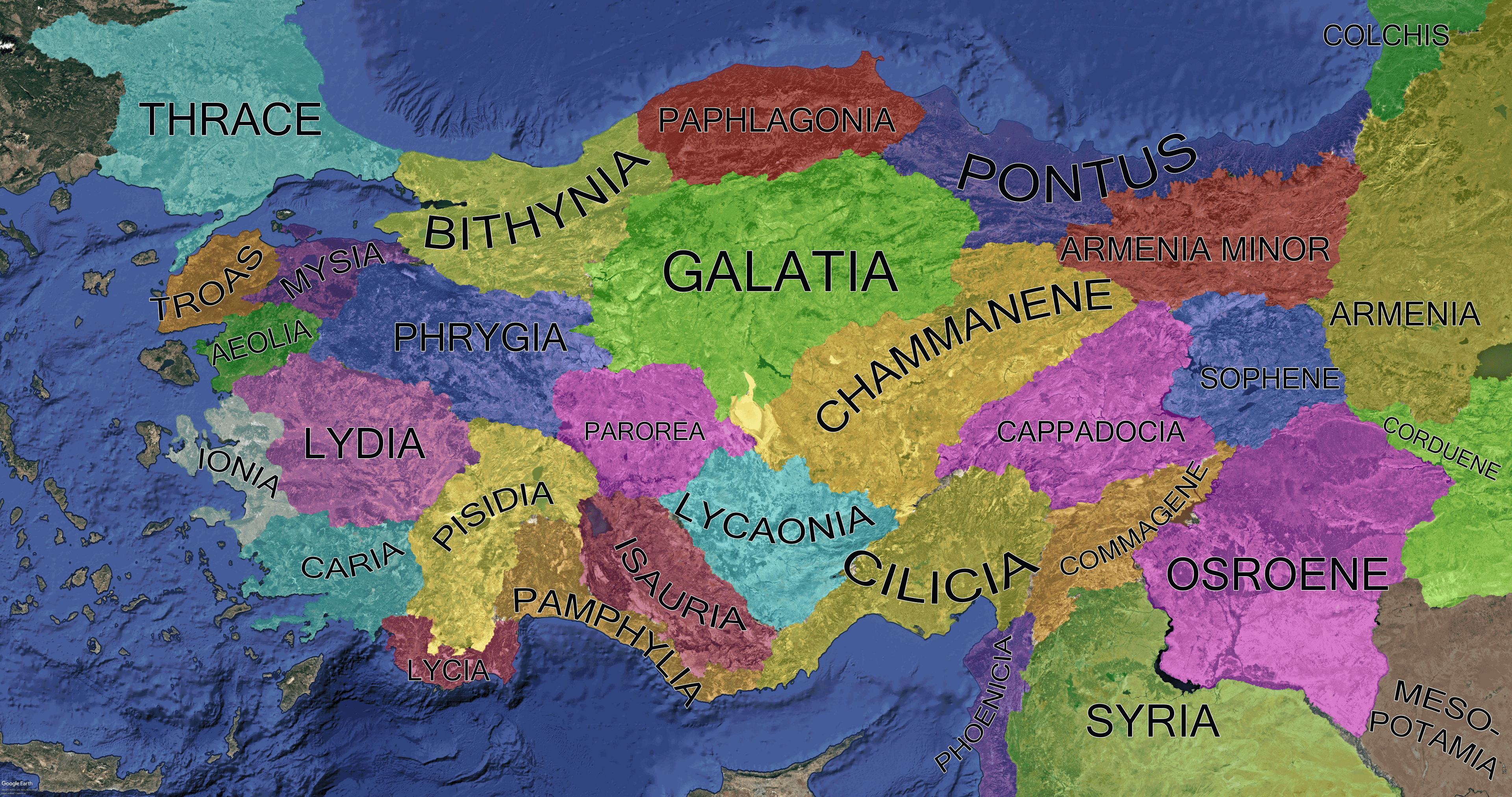 Anatolia Asia Minor Regions Map 200 BCE