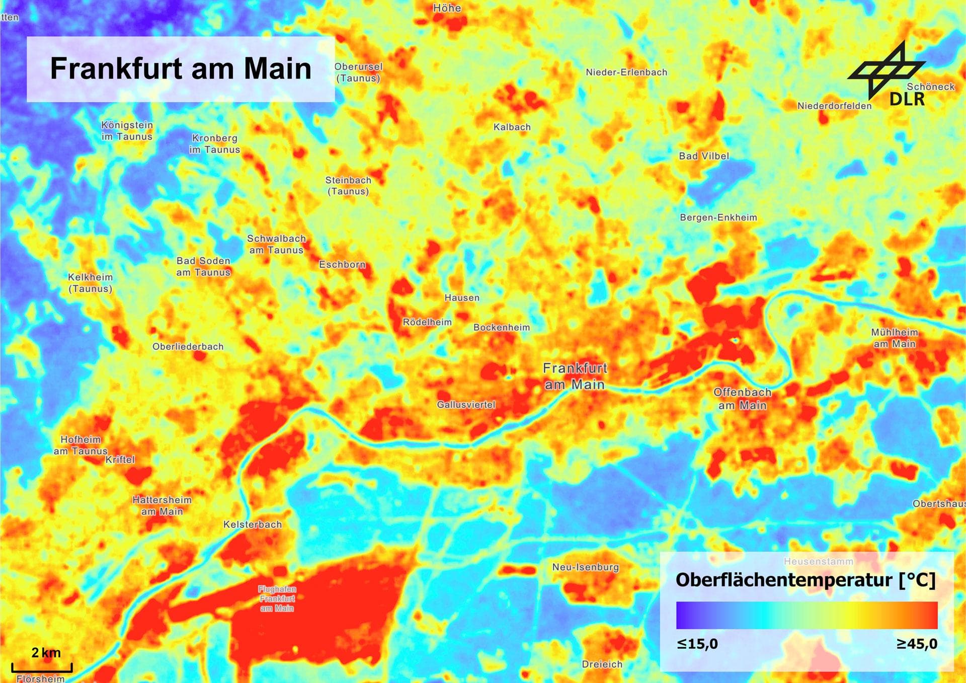 Urban Heat Islands Map of Frankfurt (2013-2024)