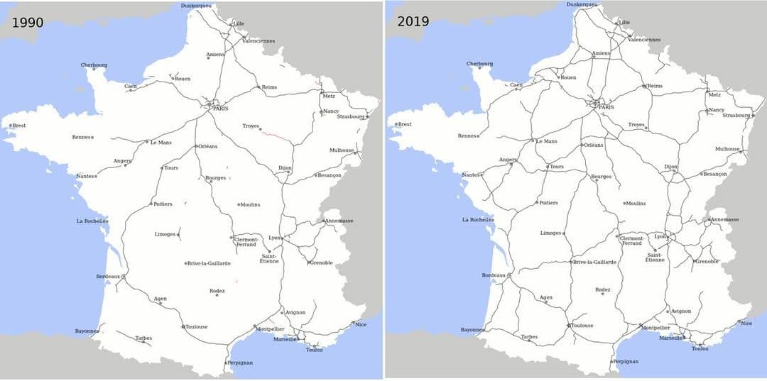 Motorway Construction Comparison Map: France vs. UK