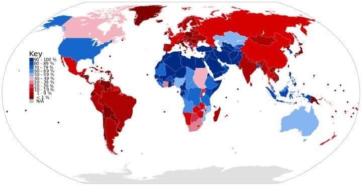 Male Circumcision Rates by Country Map